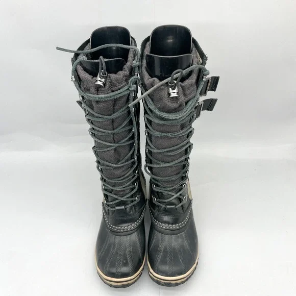 Sorel Womens 7 Conquest Carly II Boots Waterproof Black Gray Tall Winter Snow - Picture 3 of 11
